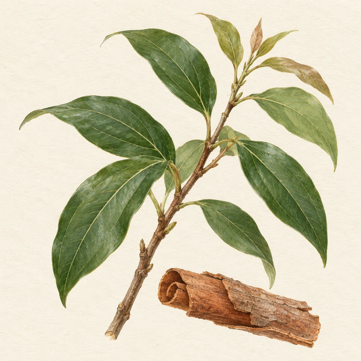 肉桂植物插画